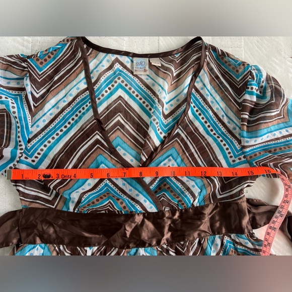 Women’s Vintage Y2K babydoll Fairygoth Teal and Chocolate shear Top size small - Picture 7 of 7